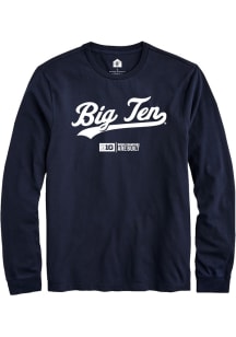 Rally Big Ten Navy Blue Script Style Long Sleeve T Shirt
