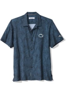 Tommy Bahama Penn State Nittany Lions Mens Navy Blue Saltwater Fronds Short Sleeve Dress Shirt
