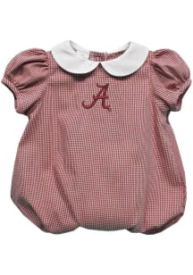 Vive La Fete Alabama Crimson Tide Baby Crimson Gingham Collar Short Sleeve One Piece