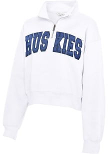 UConn Huskies Womens White Sport Fleece Qtr Zip