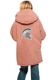 Jill Martin Michigan State Spartans Womens Pink Bedazzled Romantic Lounger Medium Weight Jacket