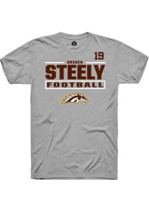 Braden Steely Western Michigan Broncos Grey Football NIL Stacked Box Short Sleeve Player T Shirt