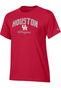 Champion Houston Cougars Womens Red Glitter Short Sleeve T-Shirt