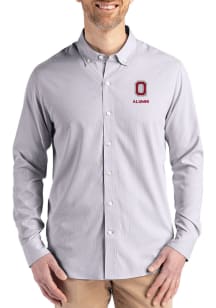 Cutter and Buck Ohio State Buckeyes Mens Graphite Alumni Confidence Pinstripe Long Sleeve Dress Sh..