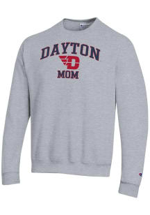 Champion Dayton Flyers Mens Grey Mom Powerblend Long Sleeve Crew Sweatshirt