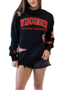 Gameday Social Wisconsin Badgers Womens Black All Over Scatter Crew Sweatshirt