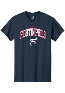 Summit Sportswear Reading Fightin Phils Navy Blue Arch Mascot Short Sleeve T Shirt
