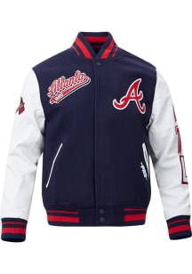 Mens Atlanta Braves Pro Standard Mens Script Tail Heavyweight Jacket - Navy Blue