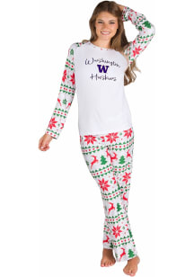 Concepts Sport Washington Huskies Womens White Holiday Tidings PJ Set