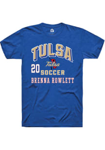 Brenna Rowlett  Tulsa Golden Hurricane Blue Rally NIL Arch Logo Short Sleeve T Shirt