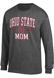 Champion Ohio State Buckeyes Charcoal EST Date Mom Jersey Long Sleeve T Shirt