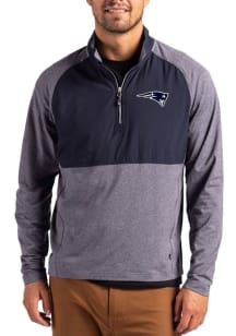 Cutter and Buck New England Patriots Mens Navy Blue Mono Adapt Eco Hybrid Long Sleeve Qtr Zip Pull..