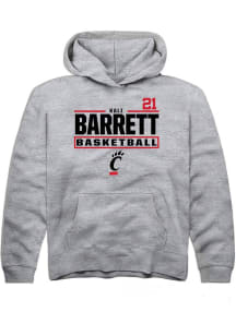 Kali Barrett Rally Cincinnati Bearcats Youth NIL Stacked Box Long Sleeve Player Hoodie Grey