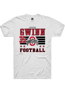 Jaystin Gwinn Ohio State Buckeyes White Football NIL Striped Short Sleeve Player T Shirt