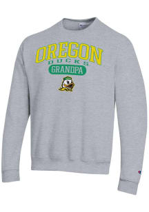 Champion Oregon Ducks Mens Grey Pill Box Grandpa Powerblend Long Sleeve Crew Sweatshirt