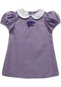 Vive La Fete K-State Wildcats Toddler Girls Purple Gingham Collar Short Sleeve Dress