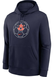 Nike Auburn Tigers Mens Navy Blue Soccer Ball Club Fleece Long Sleeve Hoodie