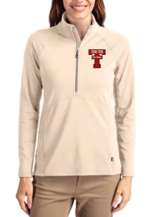 Cutter and Buck Texas Tech Red Raiders Womens Oatmeal Adapt Eco Qtr Zip Pullover