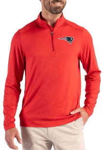 Cutter and Buck New England Patriots Mens Red Coastline Long Sleeve Qtr Zip Pullover