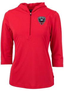 Cutter and Buck DC United Womens Red Virtue Eco Pique Hooded Sweatshirt