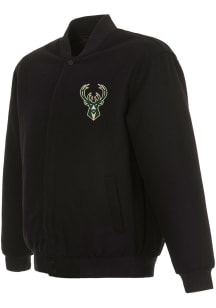 Mens Milwaukee Bucks Reversible Wool Heavyweight Jacket - Black