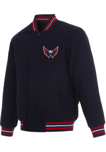 Mens Washington Capitals Reversible Wool Heavyweight Jacket - Navy Blue