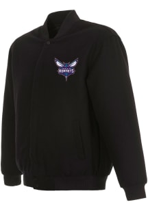 Mens Charlotte Hornets Reversible Wool Heavyweight Jacket - Black
