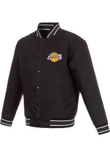 Los Angeles Lakers Mens Black Poly Twill Medium Weight Jacket