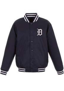Detroit Tigers Mens Navy Blue Poly Twill Medium Weight Jacket