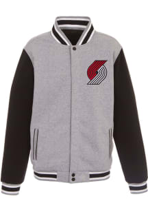 Portland Trail Blazers Mens Grey Reversible Fleece Medium Weight Jacket