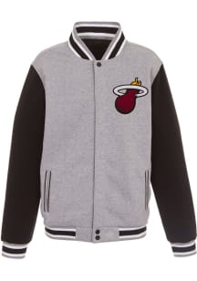 Miami Heat Mens Grey Reversible Fleece Medium Weight Jacket