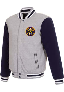 Denver Nuggets Mens Grey Reversible Fleece Medium Weight Jacket