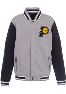 Indiana Pacers Mens Grey Reversible Fleece Medium Weight Jacket