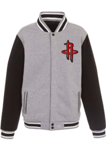 Houston Rockets Mens Grey Reversible Fleece Medium Weight Jacket