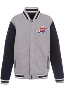 Oklahoma City Thunder Mens Grey Reversible Fleece Medium Weight Jacket