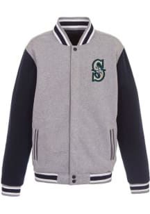 Seattle Mariners Mens Grey Reversible Fleece Medium Weight Jacket