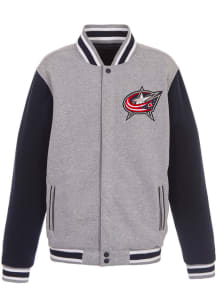 Columbus Blue Jackets Mens Grey Reversible Fleece Medium Weight Jacket