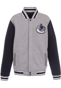 Vancouver Canucks Mens Grey Reversible Fleece Medium Weight Jacket