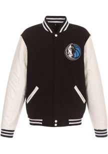 Dallas Mavericks Mens Black Reversible Fleece Faux Leather Medium Weight Jacket