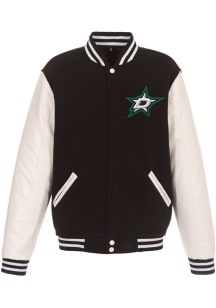 Dallas Stars Mens Black Reversible Fleece Faux Leather Medium Weight Jacket