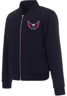 Washington Capitals Womens Navy Blue Reversible Fleece Zip Up Medium Weight Jacket