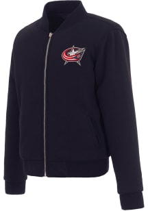 Columbus Blue Jackets Womens Navy Blue Reversible Fleece Zip Up Medium Weight Jacket
