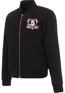 Anaheim Ducks Womens Black Reversible Fleece Zip Up Medium Weight Jacket