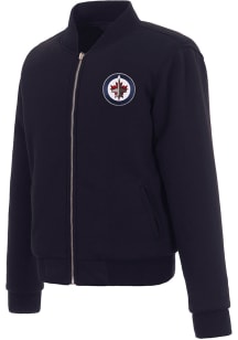 Winnipeg Jets Womens Navy Blue Reversible Fleece Zip Up Medium Weight Jacket