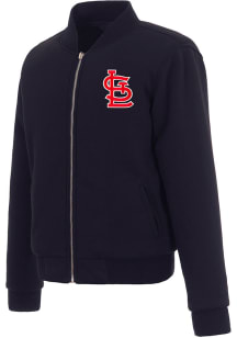St Louis Cardinals Womens Navy Blue Reversible Fleece Zip Up Medium Weight Jacket