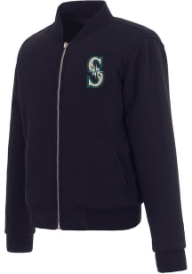Seattle Mariners Womens Navy Blue Reversible Fleece Zip Up Medium Weight Jacket