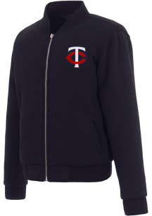 Minnesota Twins Womens Navy Blue Reversible Fleece Zip Up Medium Weight Jacket