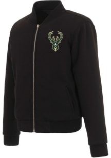 Milwaukee Bucks Womens Black Reversible Fleece Zip Up Medium Weight Jacket