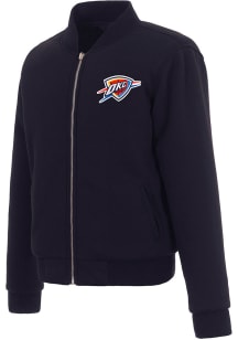 Oklahoma City Thunder Womens Navy Blue Reversible Fleece Zip Up Medium Weight Jacket