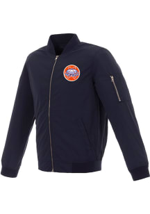Houston Astros Mens Navy Blue Nylon Bomber Circle Logo Light Weight Jacket